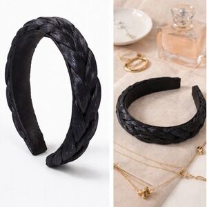 nOir Braided Metallic Padded Headband Black Gunmetal H571018-6 NEW